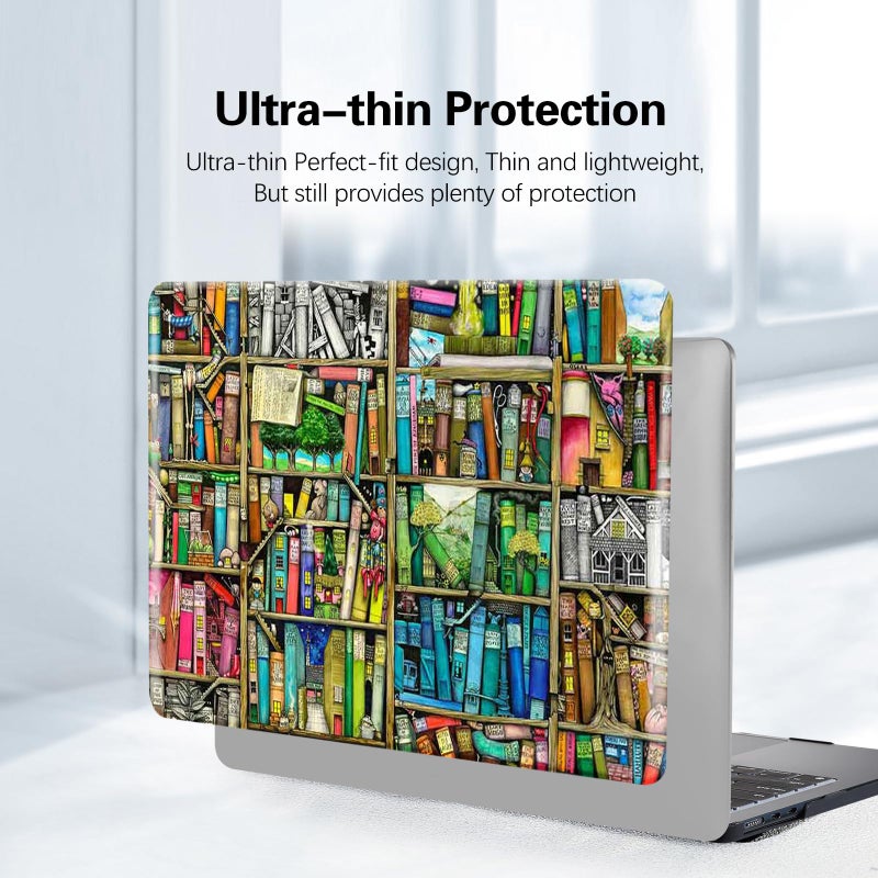 FUNUT Compatible with MacBook Air 13 inch Case 2021 2020 2019 2018 Release A2337 M1 A2179 A1932, Funut Laptop Plastic Hard Shell Case Protective Cover for MacBook Air 13 with Touch ID, Bookshelf - Image 4
